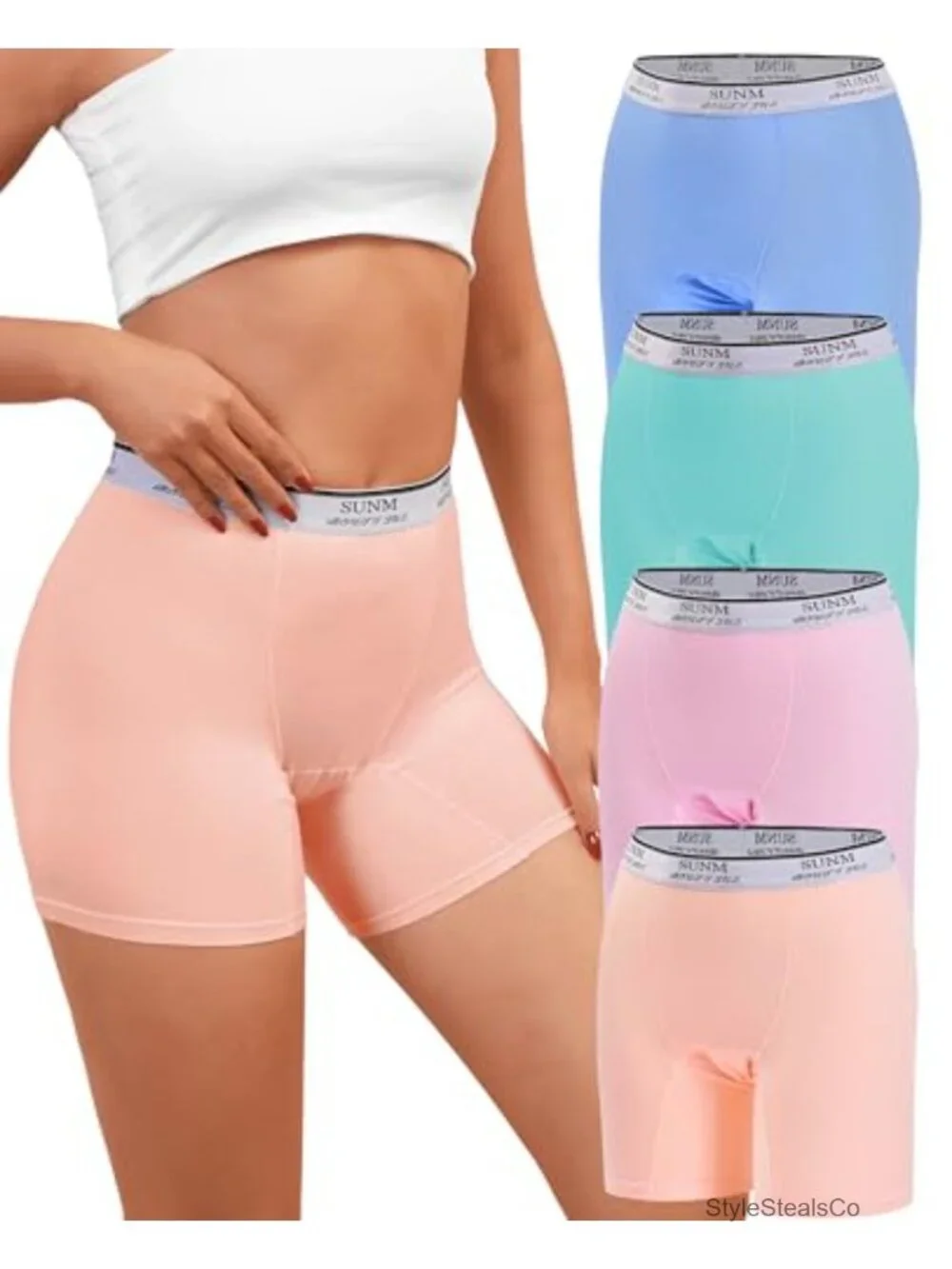 95% Modal High Waisted Boxer Briefs for Women - 4 Pack